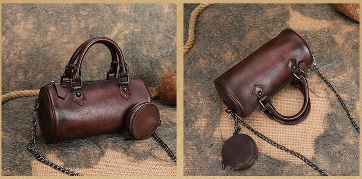 Womens Small Leather Shoulder Bag Top Handle Handbag For Women