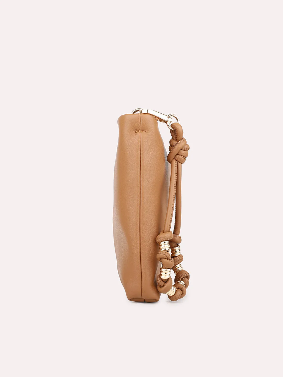 Womens Tan Solid Sling Bag