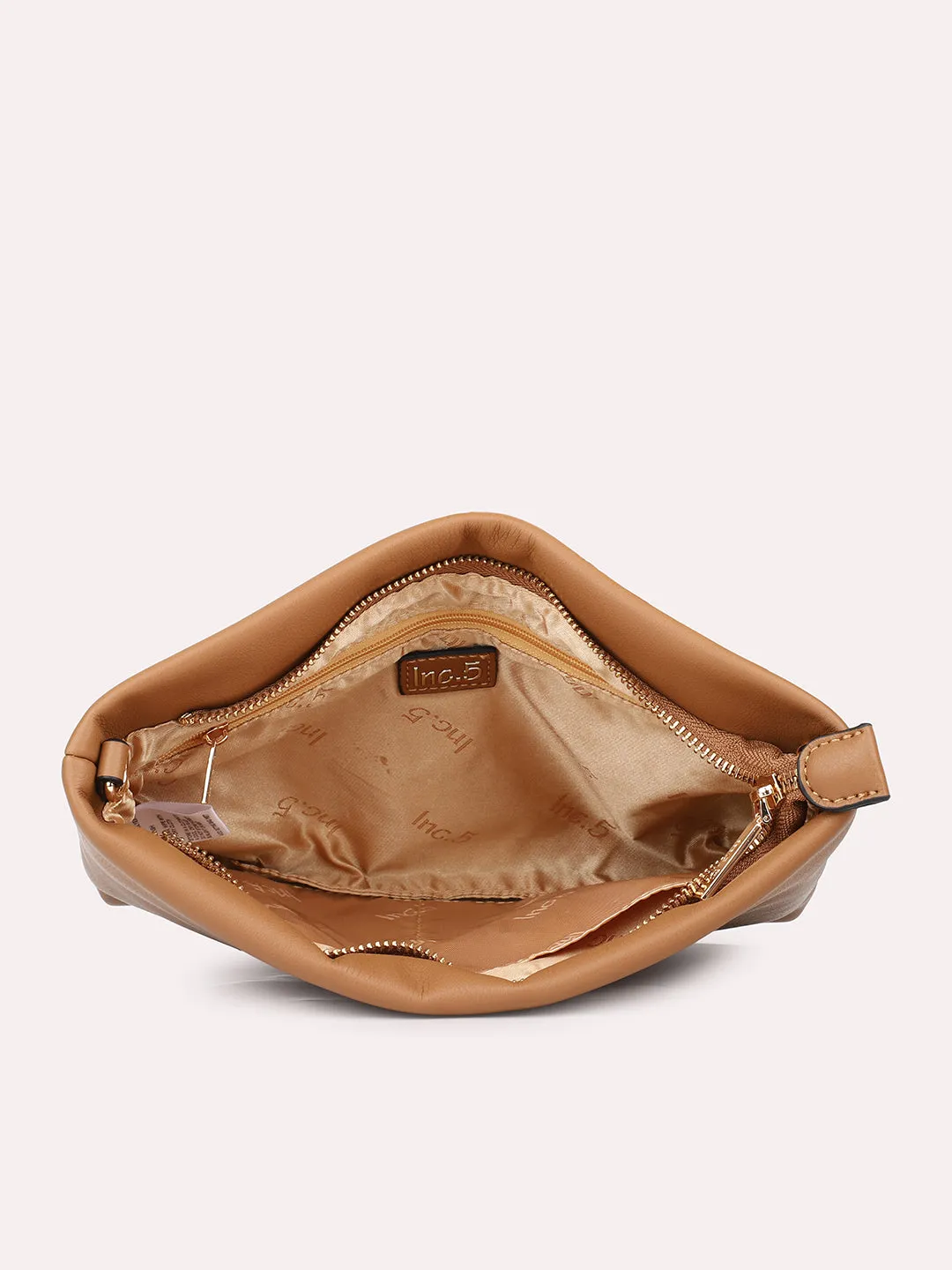 Womens Tan Solid Sling Bag