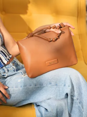 Womens Tan Solid Sling Bag